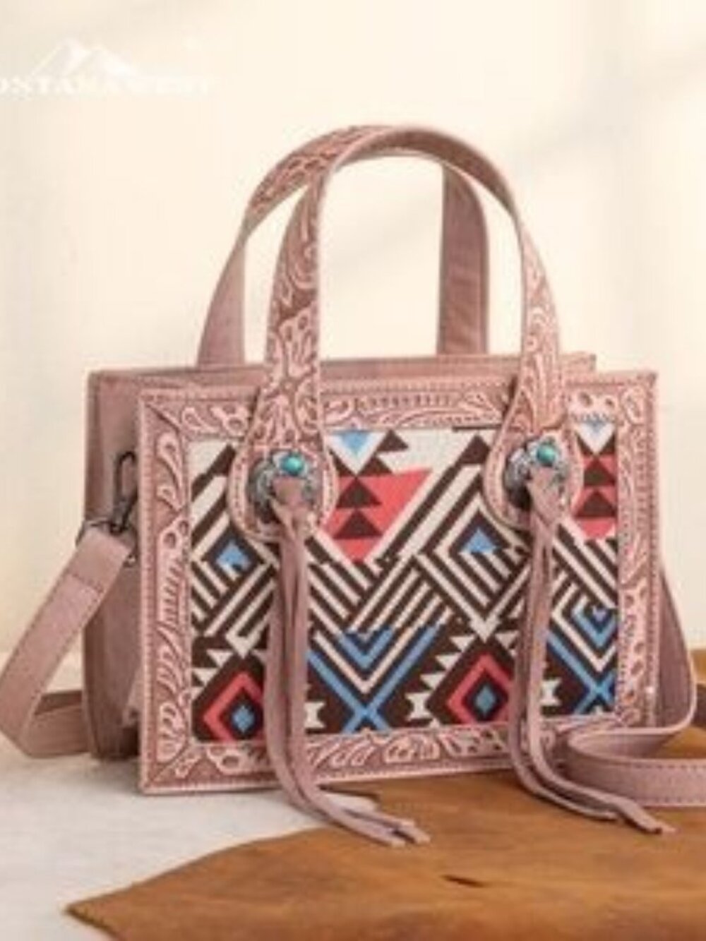 Montana West Aztec Tapestry Mini Tote/Crossbody Pink NWT